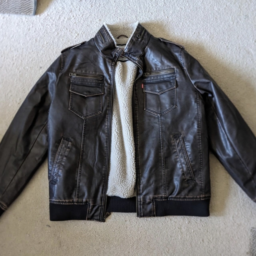 Men's Black Jacket with Sherpa Lining